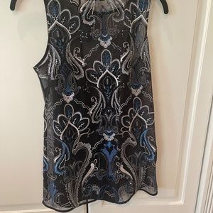 WHITE HOUSE BLACK MARKET BLUE & BLACK  BLOUSE TANK SIZE SMALL - NWT